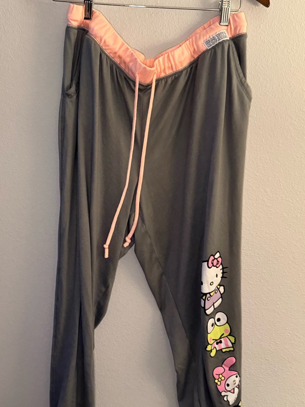 Hello Kitty Gray Jogger Pants with Pink Trim